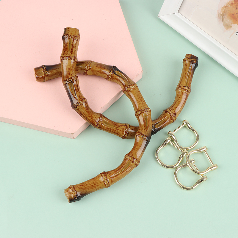 1/2Pcs Bag Handles U Shape Bamboo Imitation Handle For DIY Lady Purse Handcrafted Handbag With Link Buckle Bags Accessories Part