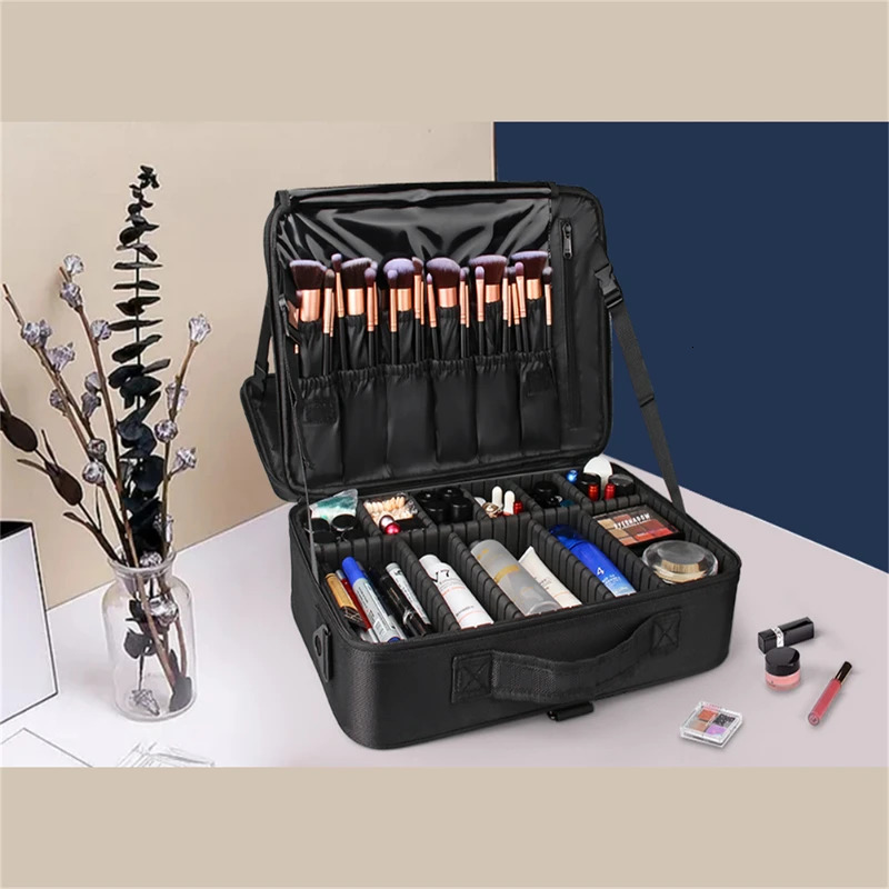Professional Salon Barber Toolbox Makeup Train Box Makeup Bag Brush Organizer and Storage Travel Box with Adjustable Shoulder Straps 241106