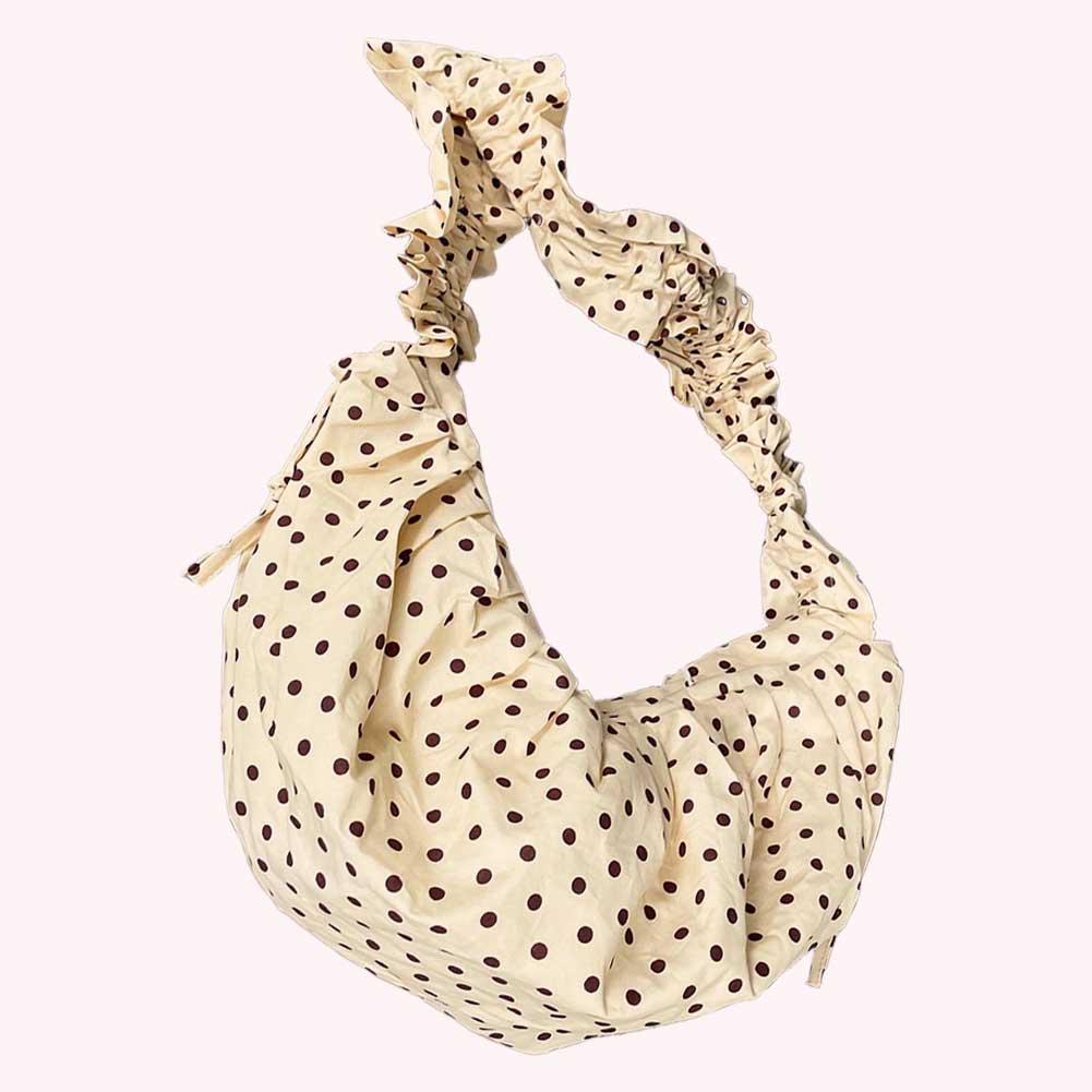 Women Chic Underarm Bag Large Capacity Polka Dot Retro Crossbody Bag All Matched Vintage Small Tote Bag for Outdoor Travel