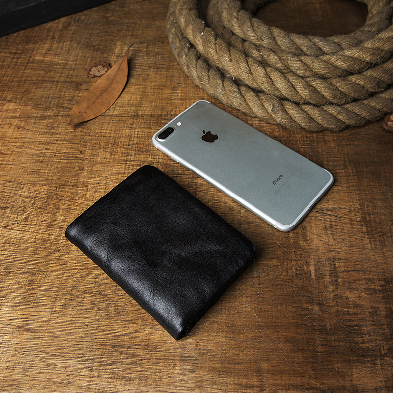 Vintage Cowhide Standard Wallet Retro Genuine Leather Soft Money Clip Men Casual Bank Cards Holder Cowskin Billfold Coin Purse