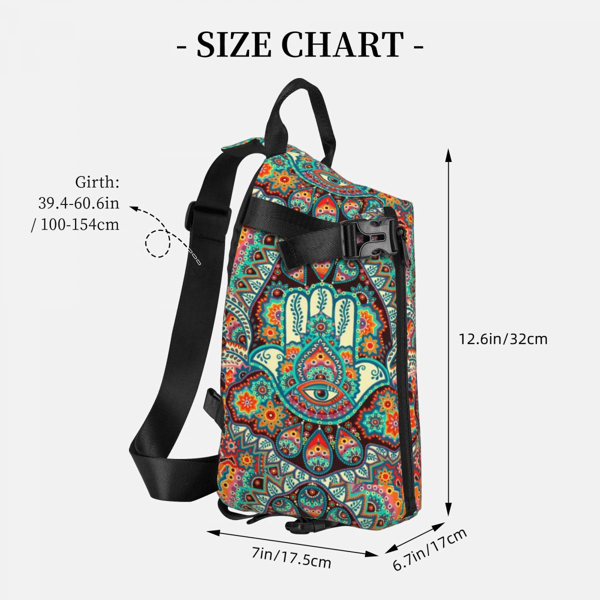 Hamsa Hand Chest Bags Boy Retro Floral Print Bicycle Shoulder Bag Cute Print Small Bag Phone Outdoor Style Sling Bags