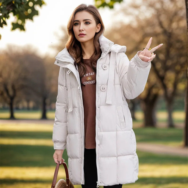 YJKDYK Winter Womens Jacket Thickened Warm Hooded Packaging Button Park Womens Thick Solid Color Casual Cotton Jacket 241107