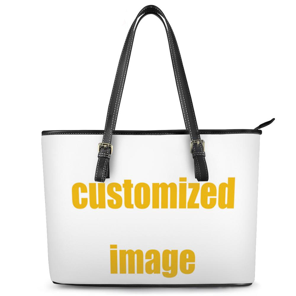 WHEREISART Customized Image Logo Name on the Personalized PU Leather Women Bags Handbags Shoulder Bag Ladies Bolsos Custom