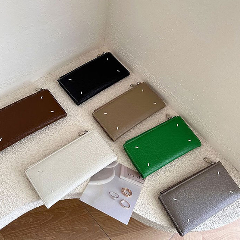 Casual Card Holder Fashion Style Leather Textured Stitching Men Women Coin Purse Zipper Leather Wallet Storage Card Holder