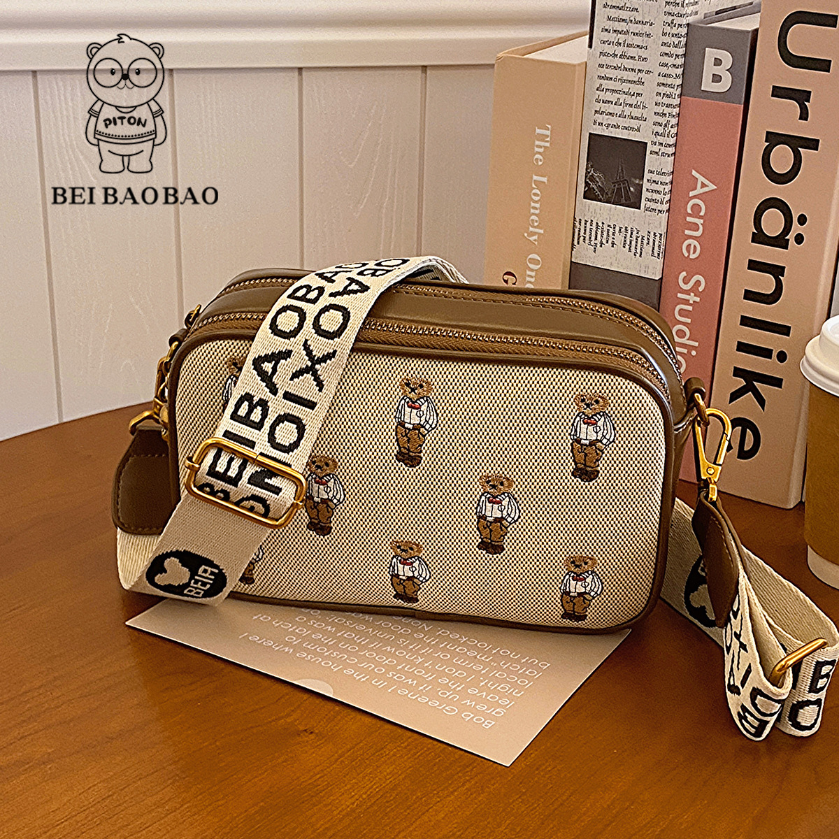 Beibaobao 2024 New Leisure Crossbody Fashion One Shoulder Women's Bag Classic Embroidery Vintage Bear Bolso de mujer