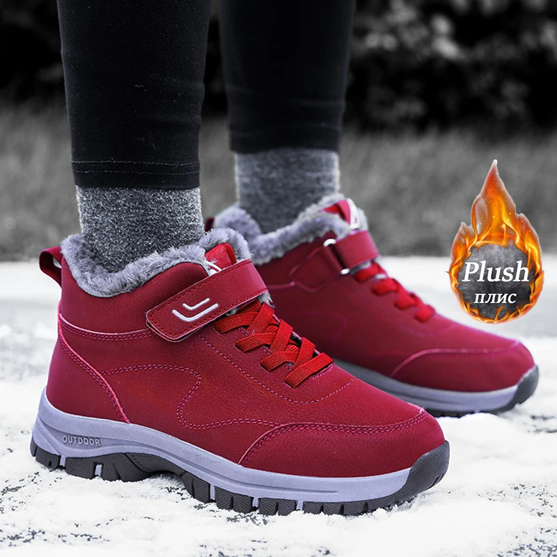 mens snow boots waterproof sports shoes super warm plush womens boots outdoor anti slip couple hiking boots work shoes winter 241106