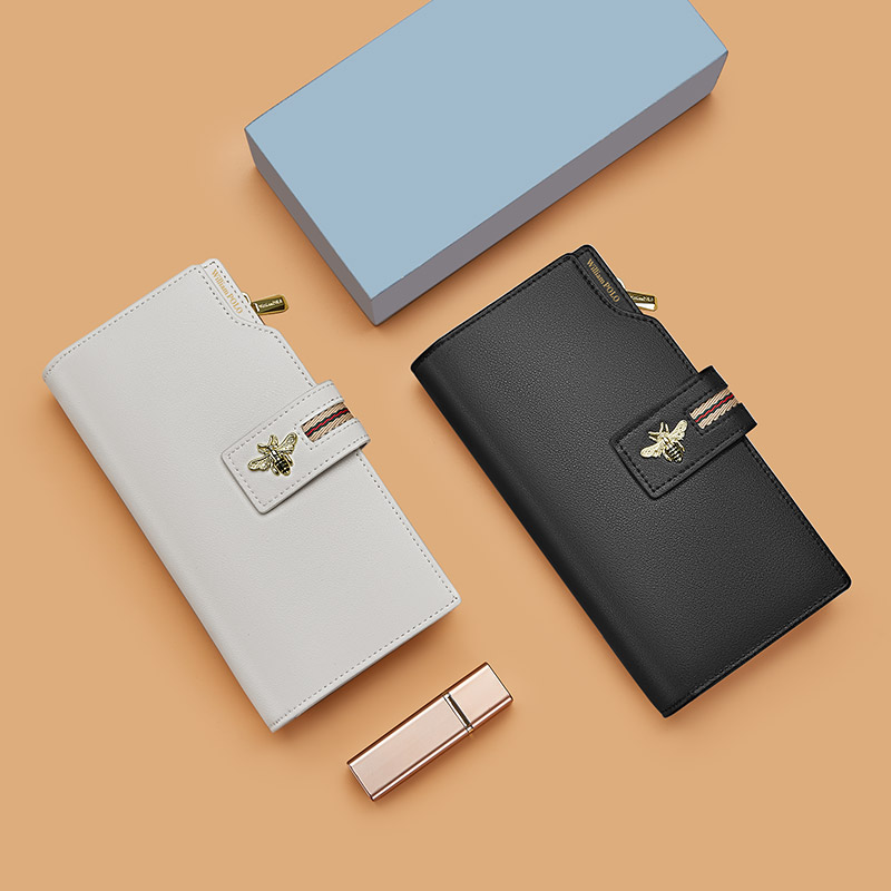 Leather women's wallet long style fashion card holder zipper mobile phone purse multifunctional card bag