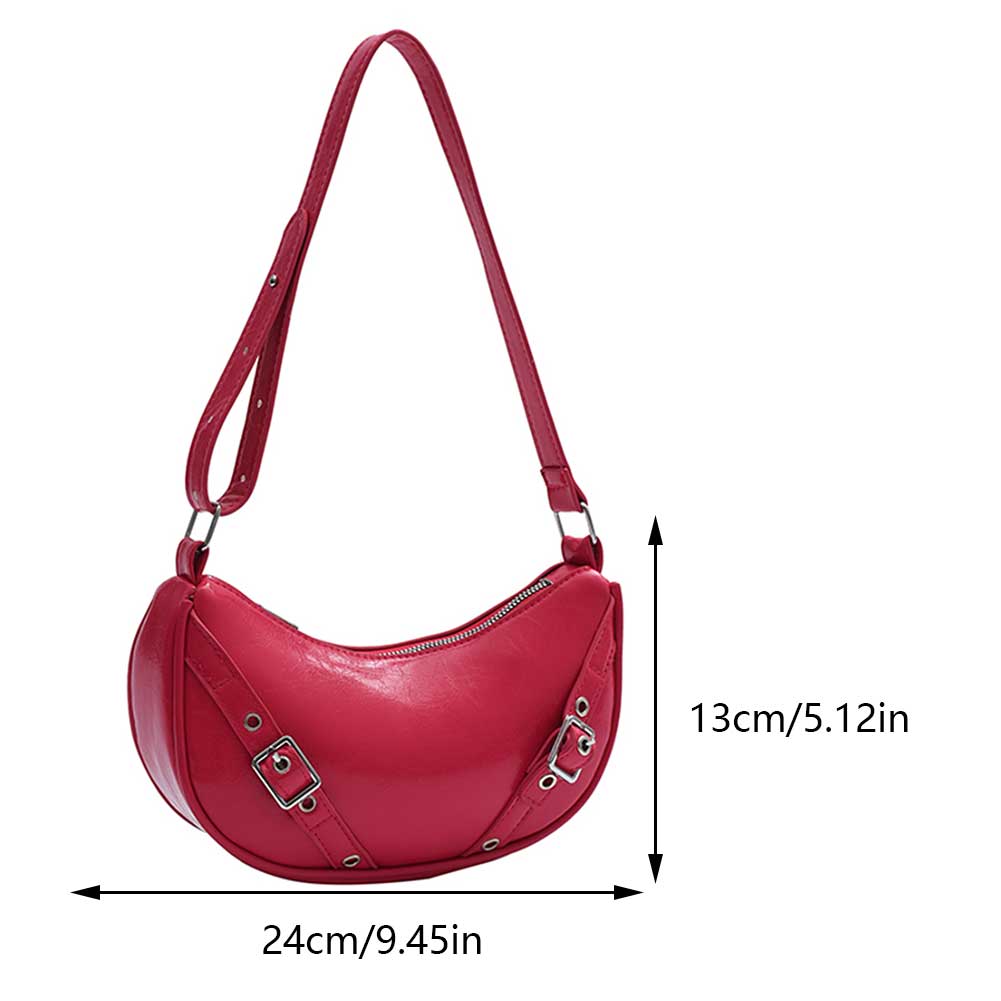 Women PU Underarm Bag Vintage Shoulder Bag Large Capacity Y2K Tote Handbag Solid Color Adjustable Strap for Party Vacation