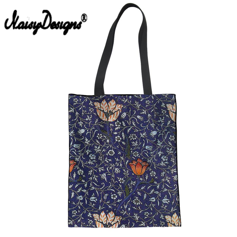 NOISYDESIGNS William Morris pimpernel fabric Canvas Bag for ins Girls Shopping Handbags Summer Portable Bag Women Bags Designer