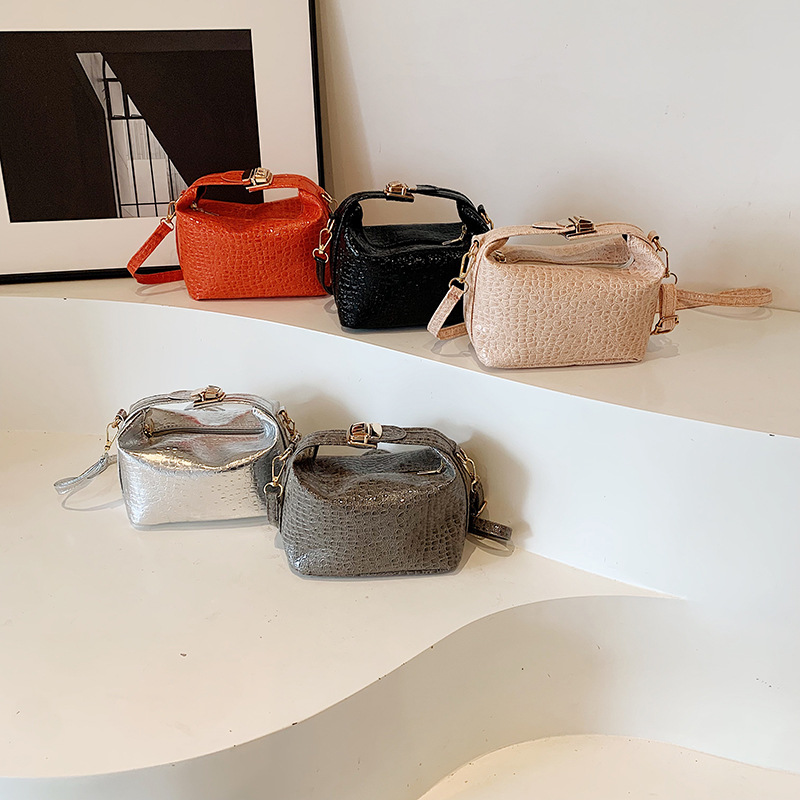 Fashion Female Shoulder Bag Alligator Pattern Small Square Bags for Women Pure Color Vintage Crossbody Bags PU Leather Handbags