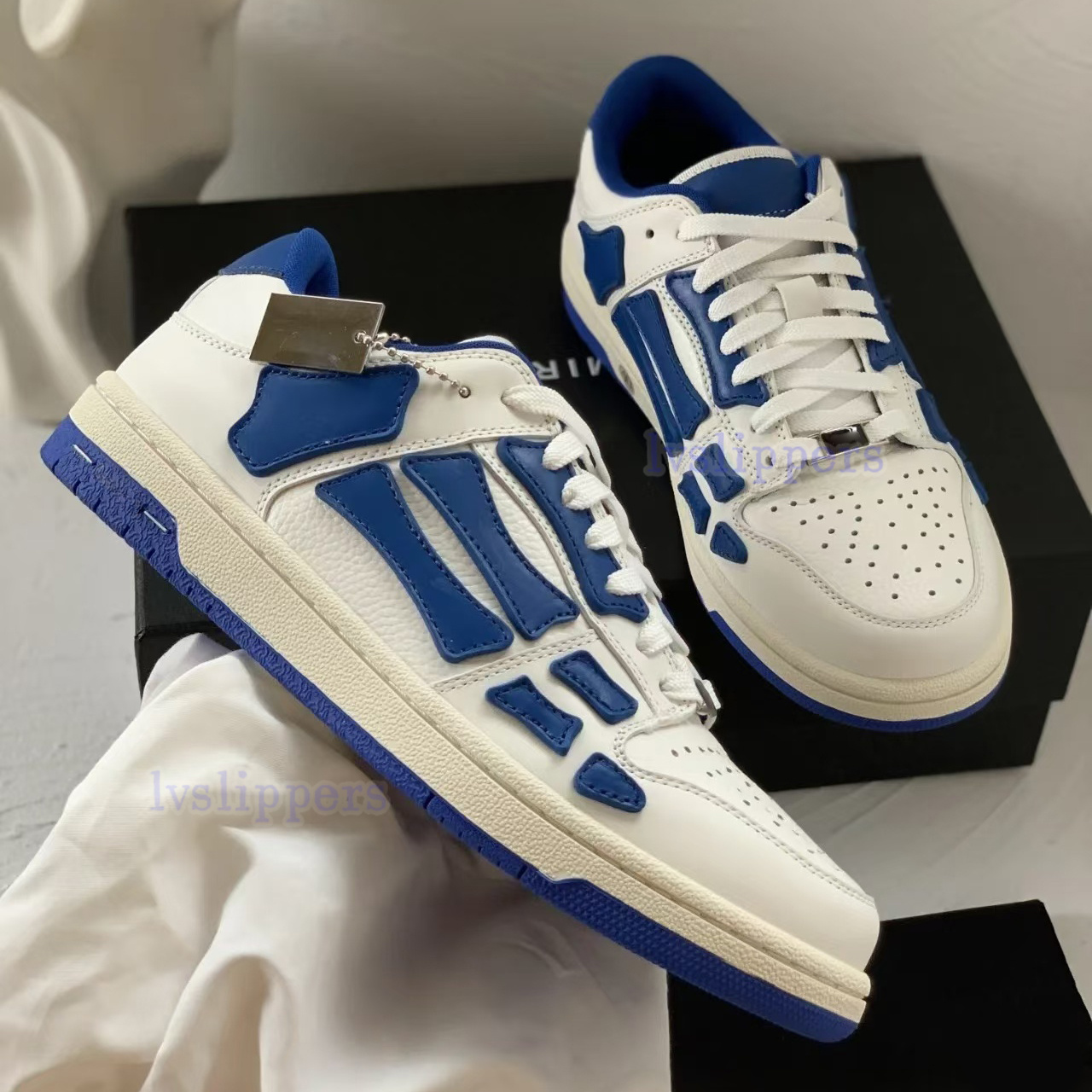 luxury shoes designer skel top low casual shoes skelet bones runner top low skel skeleton Women Men retro sneakers black white genuine leather lace up shoe