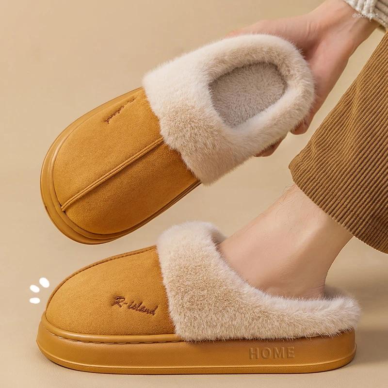Designer Women's Slippers Plush Cotton Autumn Winter Home Shoes Indoor Thick Sole Non-Slip Warm Fashion Slides