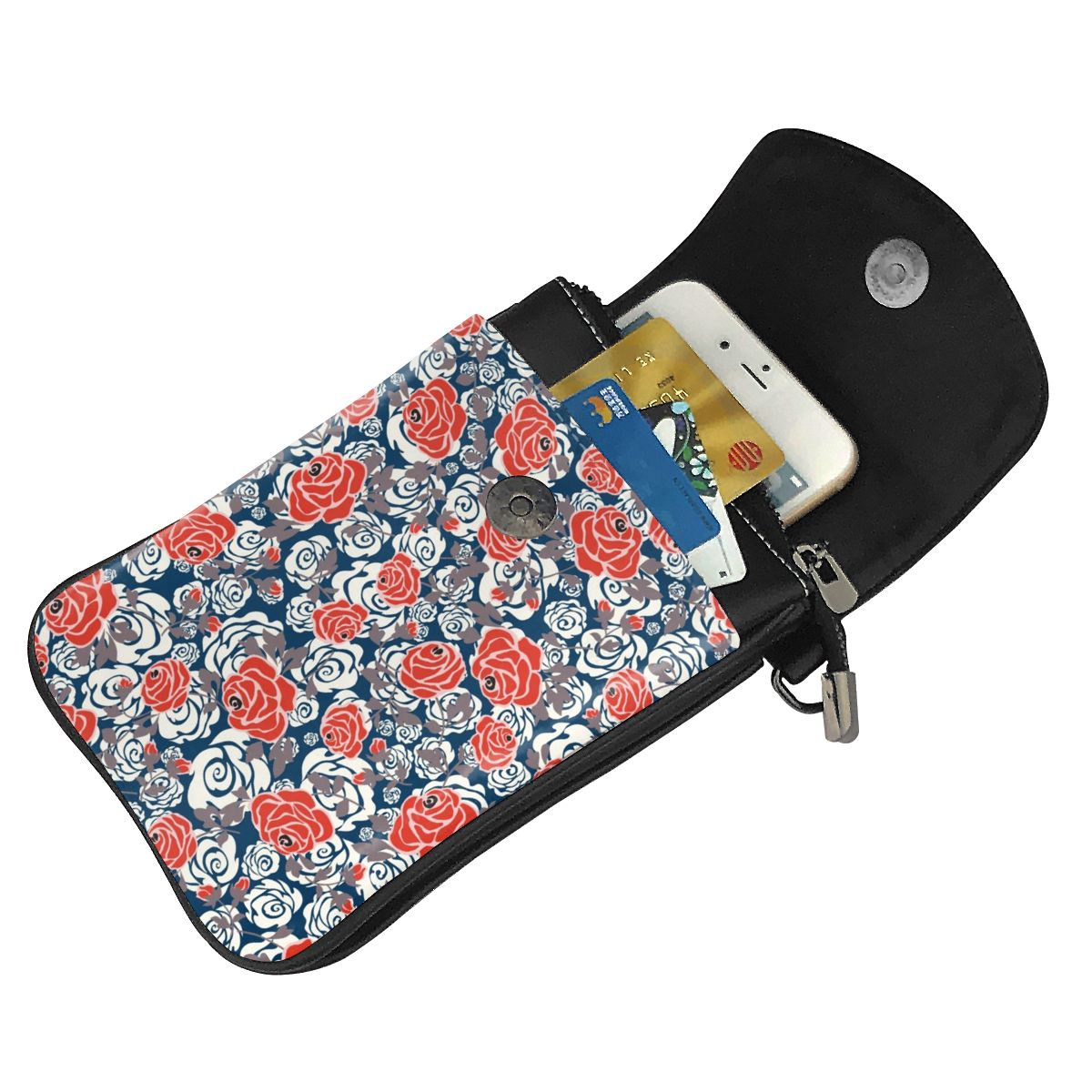 NOISYDESIGNS Fashion Casual Phone Coin Shoulder Bag Small Women PU Leather Messenger Bags Floral Clutch Zipper Crossbody Bag