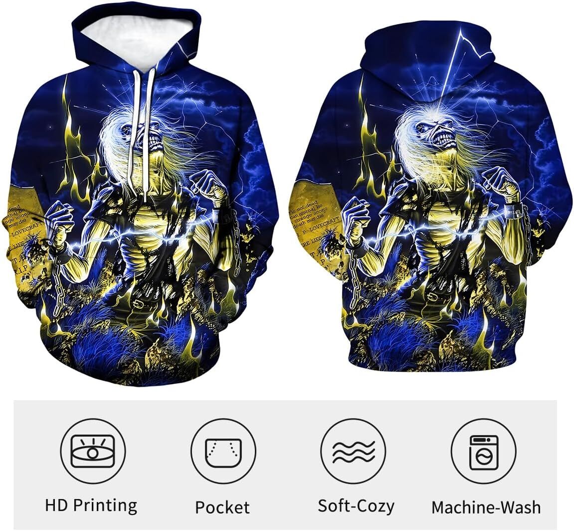 Hoodie for Mens Womens Funny Skull Sweatshirt Novelty Band Theme Hoodie Graphic Hoodies sweatshirt Trendy patterns