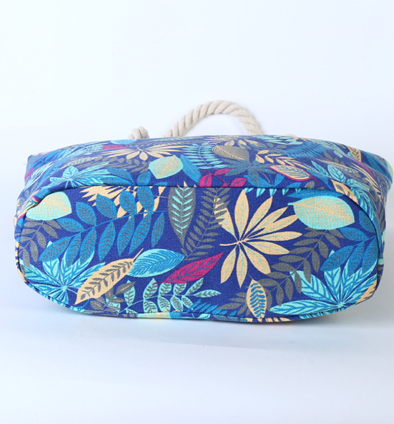 Foldable Shopping Bags Zipper Portable Leaf Print Beach Shopping Tote Bag Large Capacity Reusable Handbags for women Summer 2022
