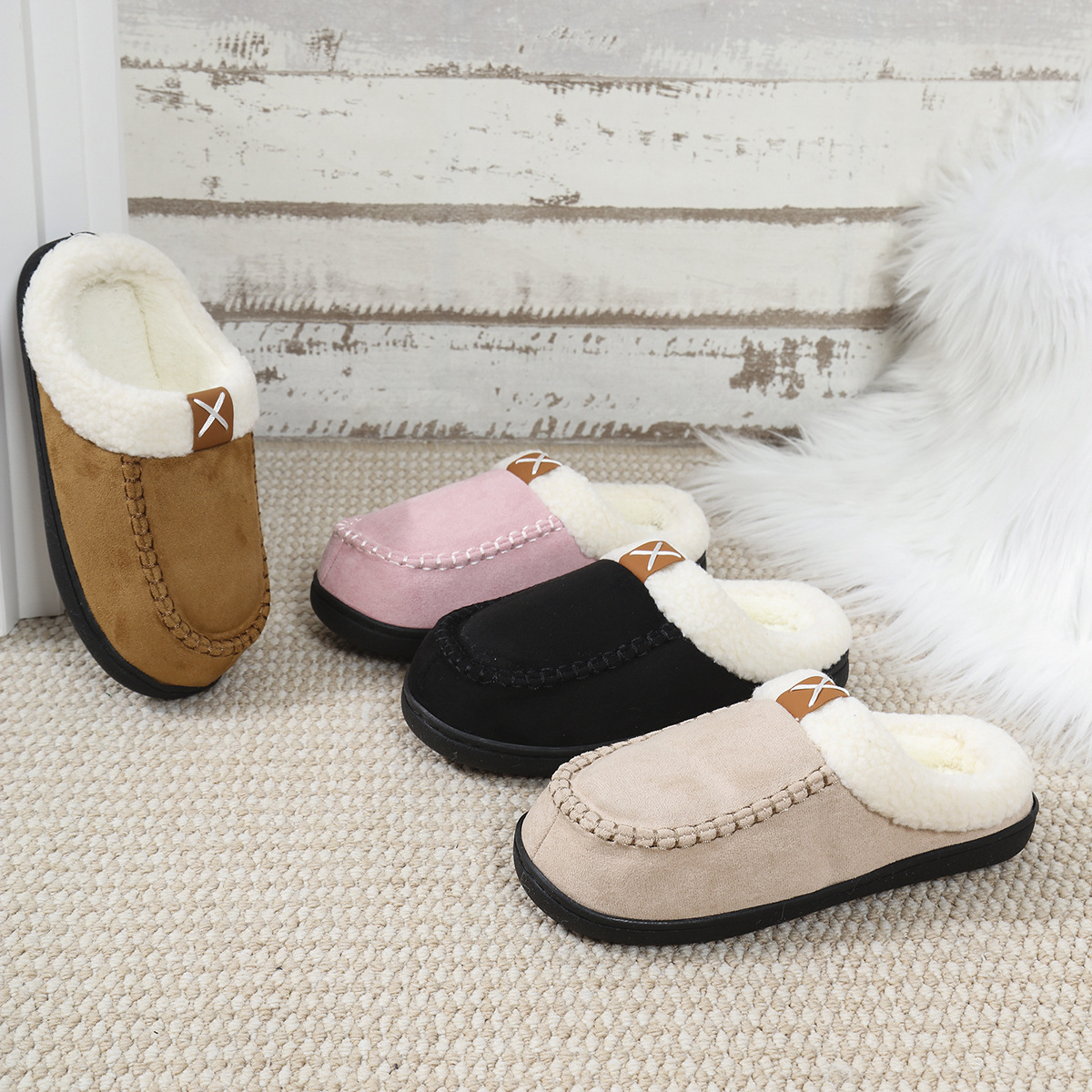 Men's and Women's Home Velvet Thick Cotton Slippers.