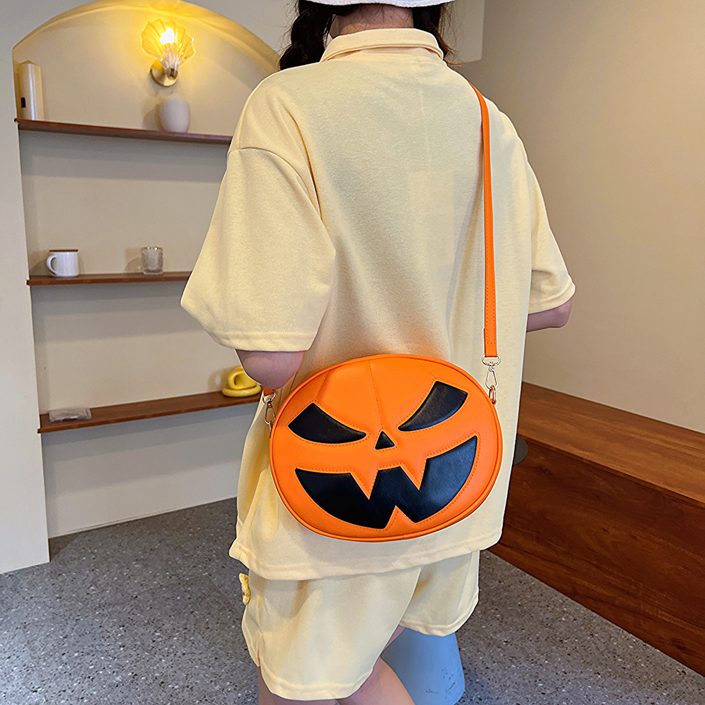 Halloween Pumpkin Shoulder Bag Women Halloween Gift Candy Bag Cartoon Handbag Devil Funny Demon Messenger Crossbody Bag Purse