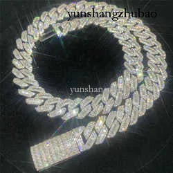 15mm Fine Hip Hop Jewelry Dia Men Necklace Sterg Sier Fully VVS Moissanite Baguette Cuban k Chain