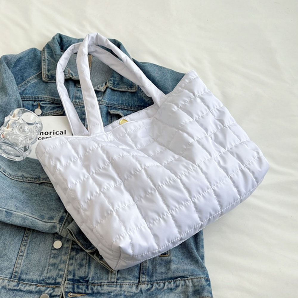Bolso de hombro de gran capacidad para mujer, bolsos de nailon sólido, bolsos de mano casuales de algodón, bolso con asa superior, moda de invierno, n