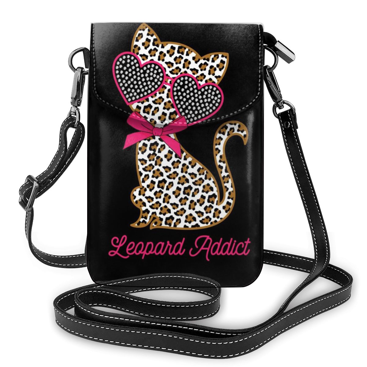 Mini Mobile Phone Bag Leopard Print Element Messenger Bag Small Shoulder Bag Cute Cat Outdoor Pouch Casual Purse Wholesale
