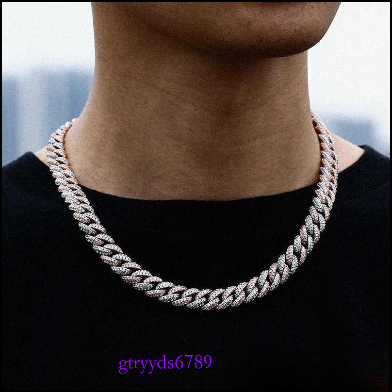 Pendant Necklaces 18Inch 10Mm Sterg Sier Setting Iced Out Moissanite Dia Hip Hop Cuban k Chain Miami Necklace Jewelry D Dhhj4