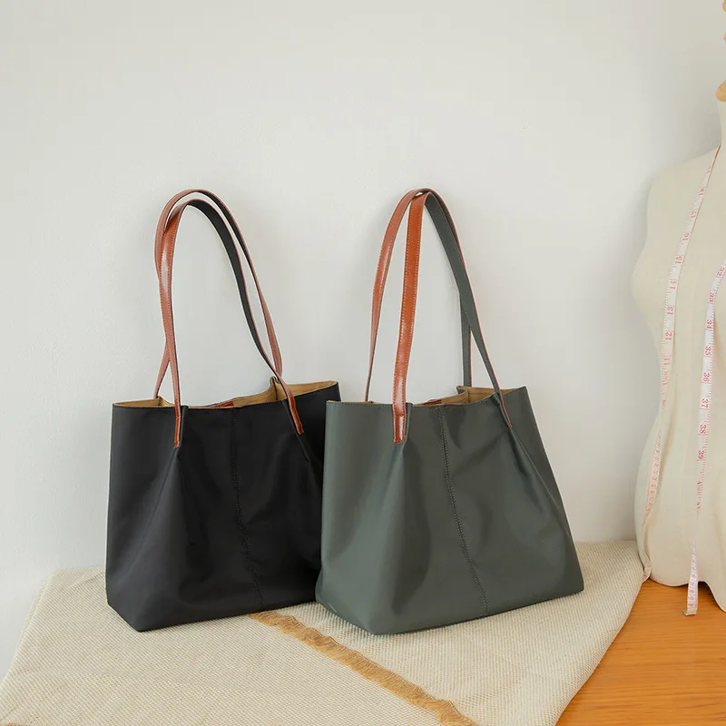 2024 Korean Nylon Canvas Women's Shoulder Tote Large Oxford Cloth Female Simple Strap Handbag Ladies Business Top Handle Bag