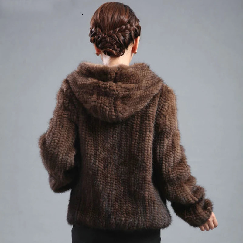 Womens Natural Mink Coat Womens Mink Jacket Full Set Knitted Mink Coat Large Size 4XL 241107