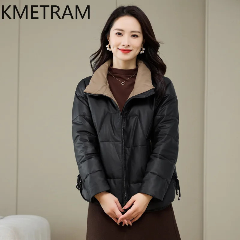 White Goose Down Womens Genuine Leather Puff Jacket 100% Sheepskin Short Coat Winter Clothing 241107
