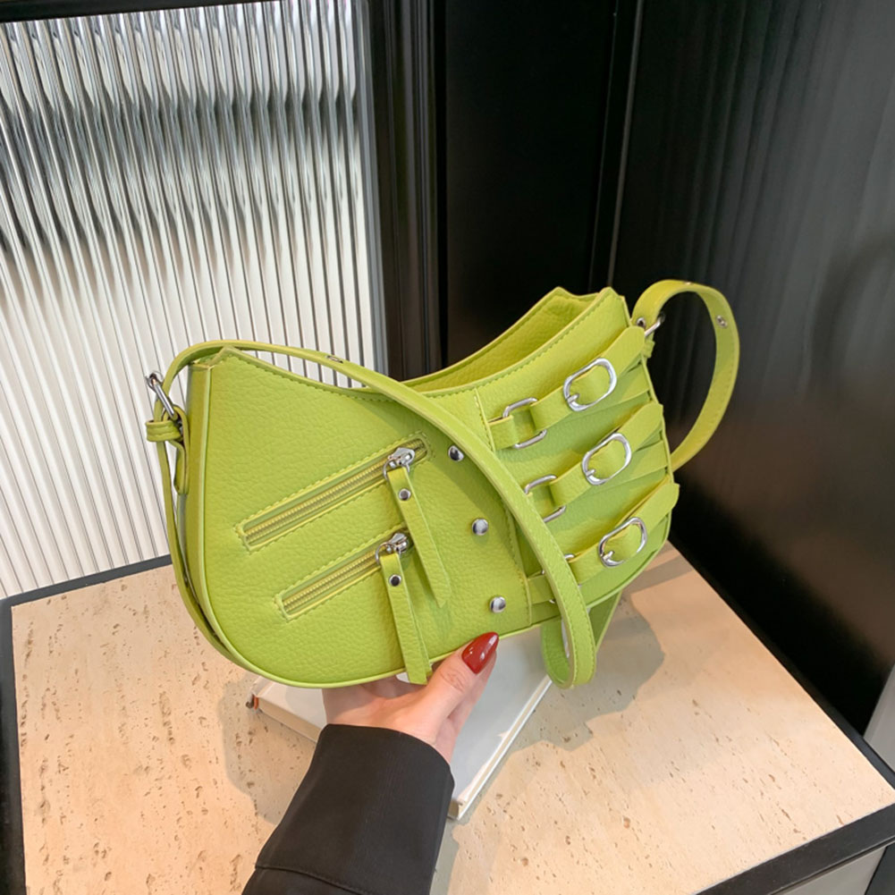 Women Fashion Shoulder Bag Aesthetic Leather Simple Underarm Bag Y2K Small Handbag Large Capacity Daily Shoulder Crossbody Bag