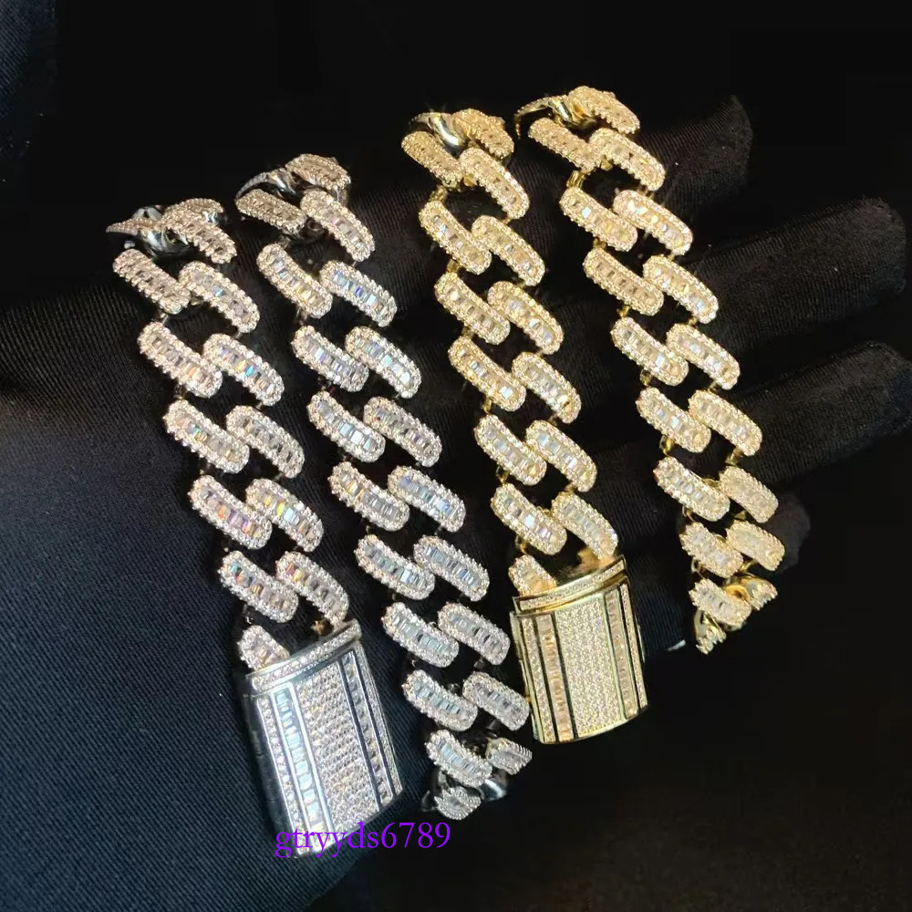 Necklace Jewelry Cuban k Chain Custom Vvs Moissanite 20MM Rhombus Iced Out Sterg Sier Pass Dia Test Hip Hop Chains for Men Jewelery