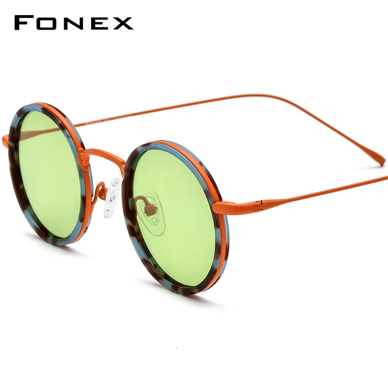 FONEX Acetate Polarized Sunglasses for Men Simple Fashion Color Circular UV400 Sunglasses for Women F85844T Sunshade 241106