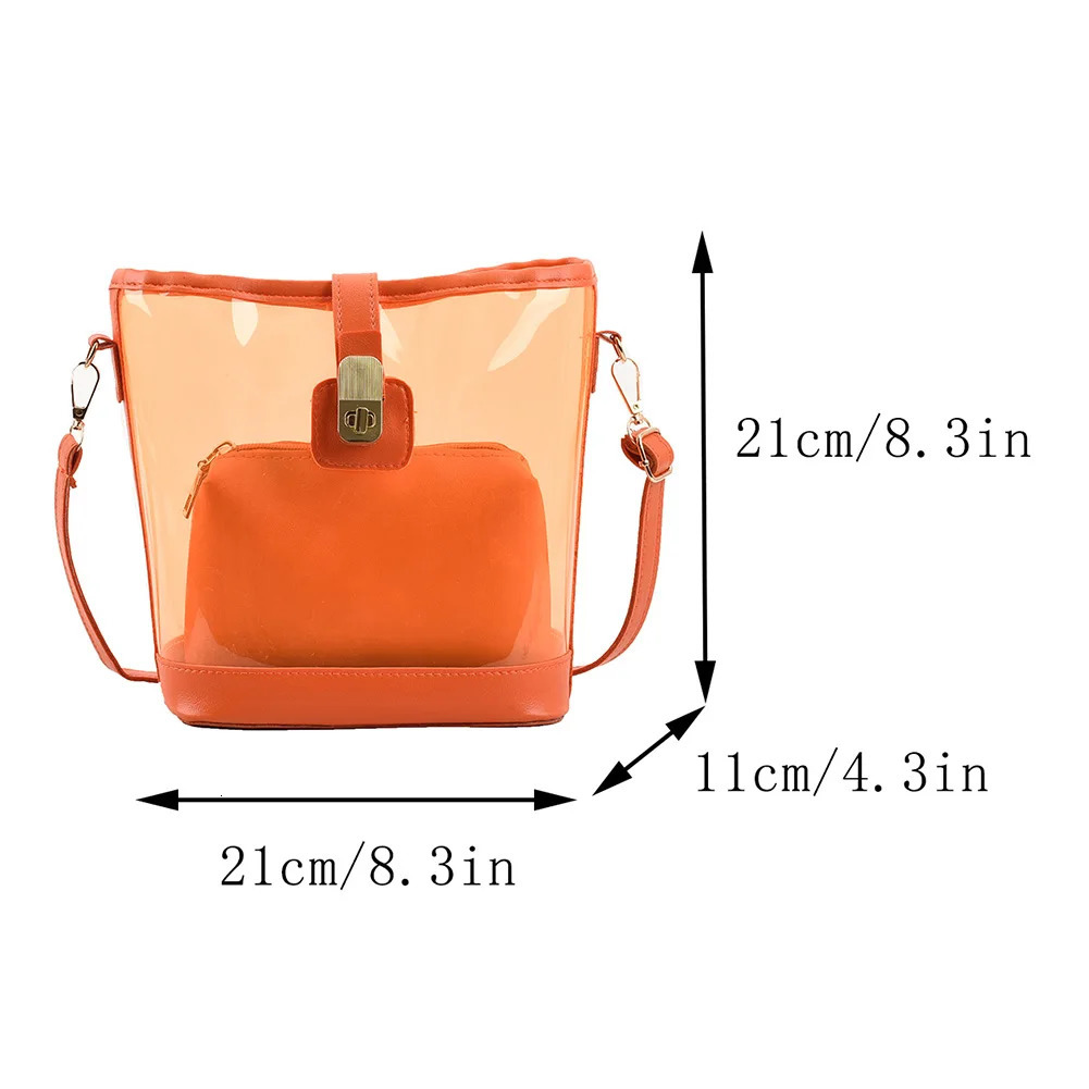 Womens Transparent Shoulder Bag PVC Transparent Bag Fashion Shopping Bag Waterproof Girl Cross Body Bag Solid Color Messenger Bag 241107