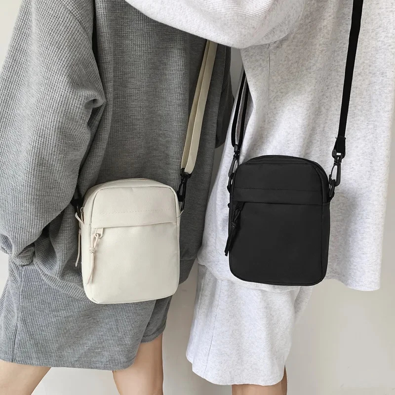 Messenger Sling Bags for Men Casual Canvas Small Zipper Crossbody Pouch Simple Shoulder Bag Bolso Hombre 241106