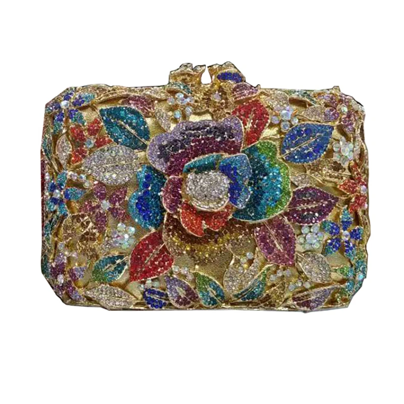 Nigeria elegant ladies evening dress bag wedding party banquet rhinestone handbag ladies crystal clutch