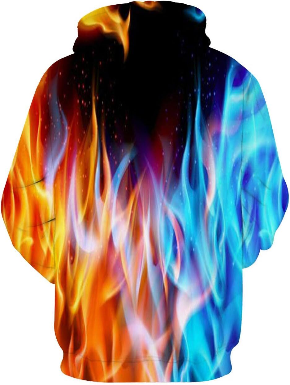 Hoodie for Mens Unisex 3D Printed Hoodies Casual Workout Hoodie Sweater Sweatshirt Graphic Hoodies sweatshirt Cool Orange Blue Pattern