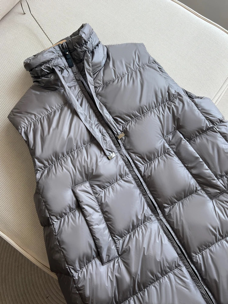 Autumn Winter Grey Brown Warm Long Down Jacket Casual INKEO 3O231 241107