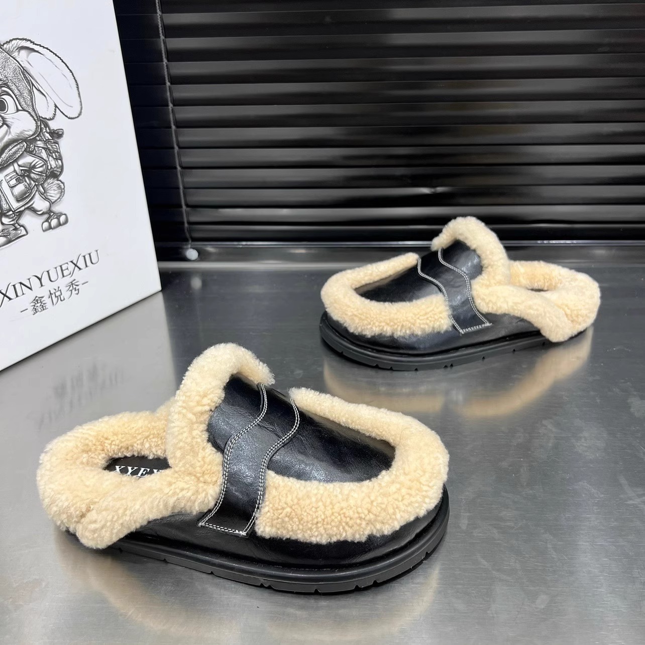 Women's Lamb Fur Face Home Velvet Cotton Slippers Free Shipping.