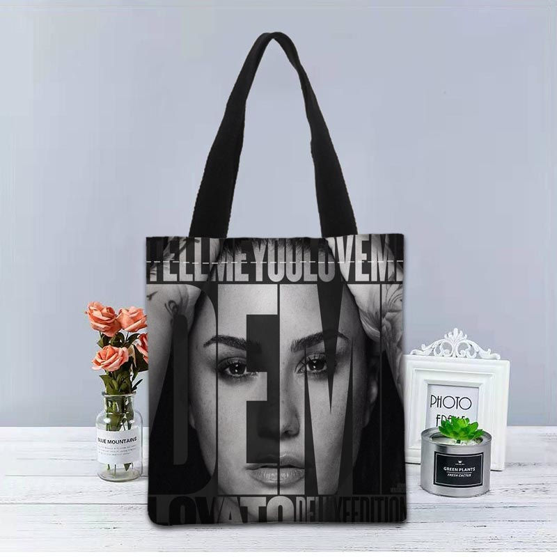 New Custom Demi Lovato printed Handbag canvas tote bags shopping travel Casual Useful Shoulder Bag women bag