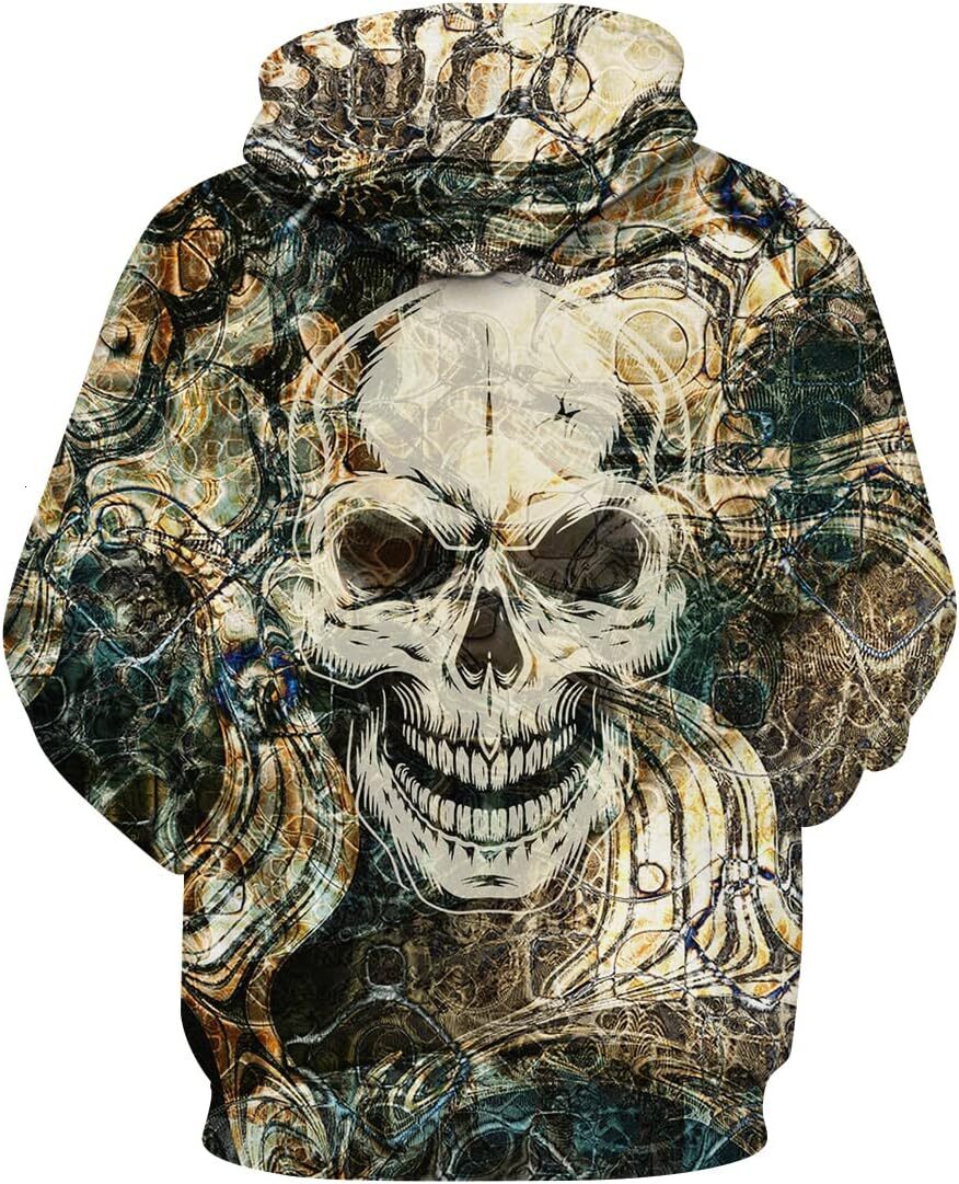 Hoodie for Mens Womens Mens Skull 3D Graphic Print Hoodie Sweatshirts Pullover Tops with Pocket Graphic Trendy skull pattern