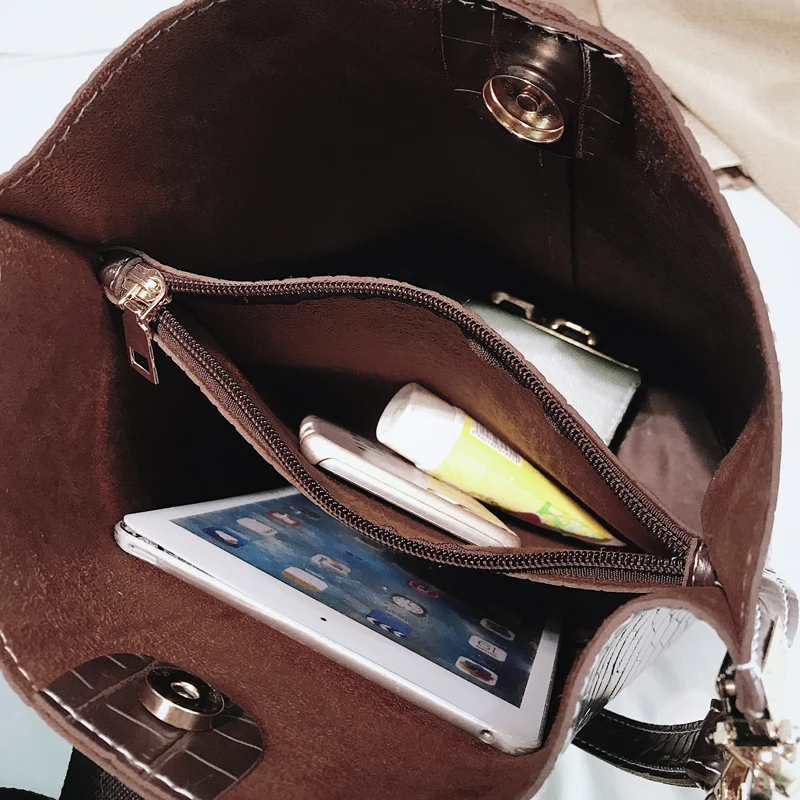 Crocodile Crossbody Bag For Women Shoulder Brand Designer s Luxury PU Leather Bucket Handbag