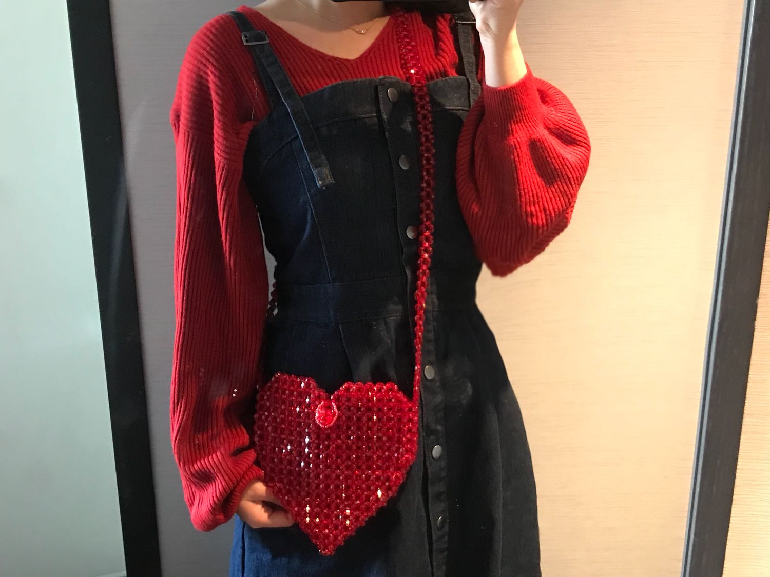 Women's Evening Bag Heart Shaped Beaded Pearl Bag Women Diamonds Bags Party Wedding Chain Shoulder Purse Clutch