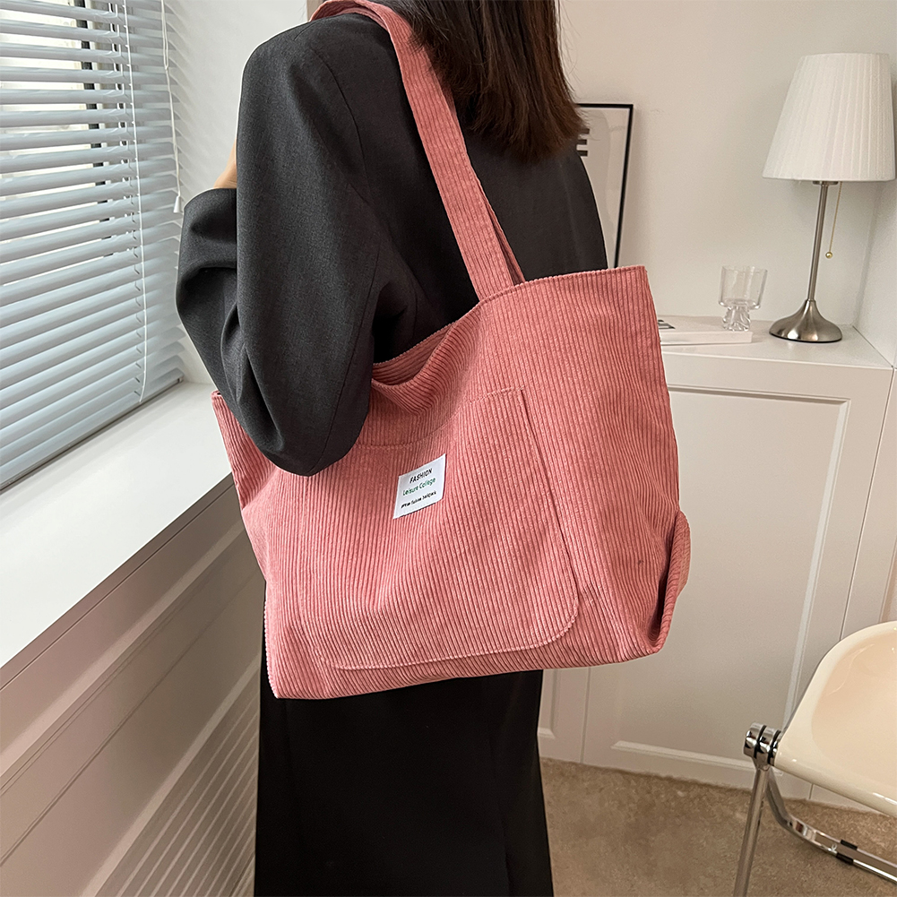 Corduroy Bag for Women Shopper Handbags Environmental Storage Reusable Canvas Shoulder Tote Bag school bags girl Shopper Bag
