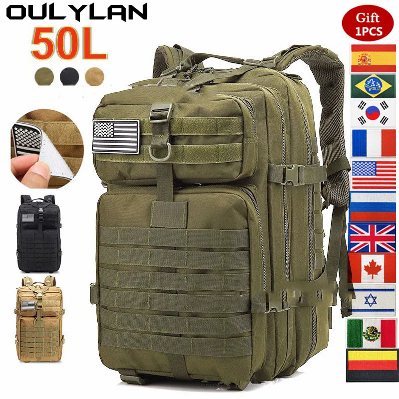 Oulilan 30L/50L 9000D Nylon Waterproof Backpack Military Rucksacks Tactical Sports Camping Hiking Fishing Hunting Bag 241106