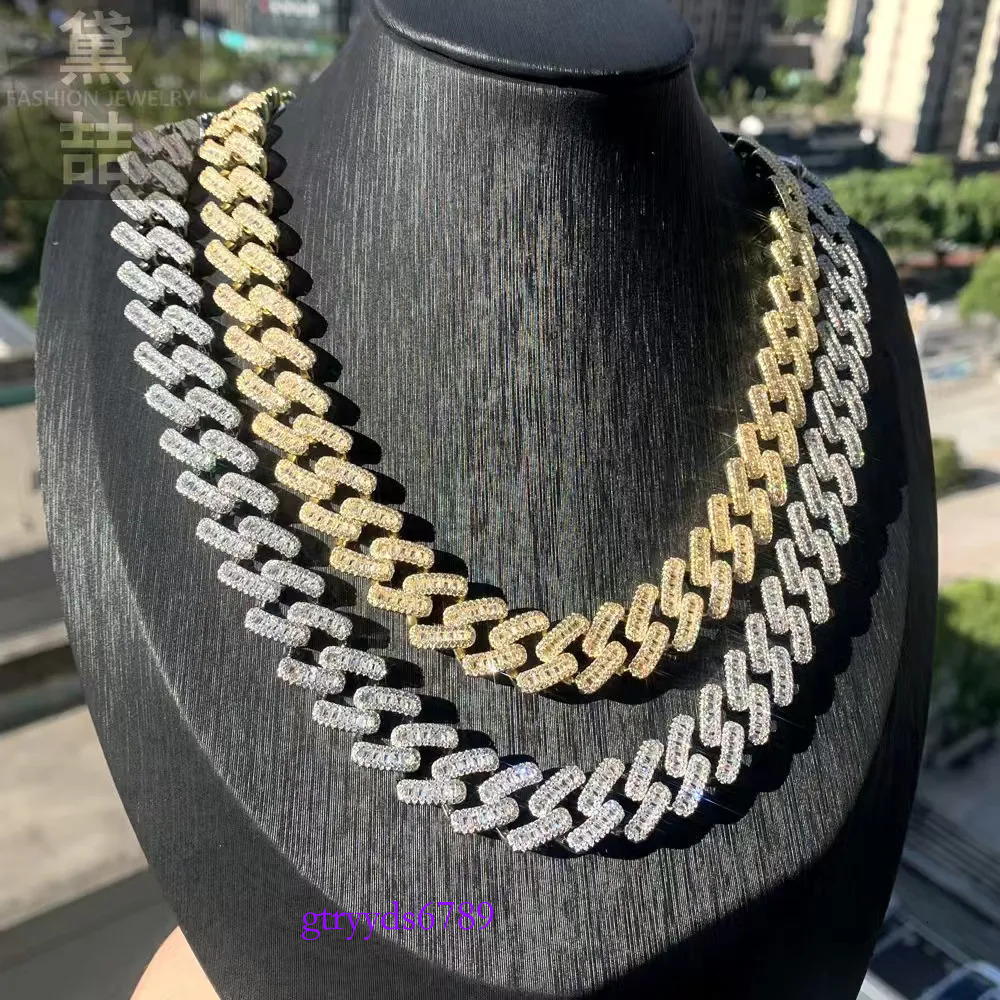 Necklace Jewelry Cuban k Chain Custom Vvs Moissanite 20MM Rhombus Iced Out Sterg Sier Pass Dia Test Hip Hop Chains for Men Jewelery