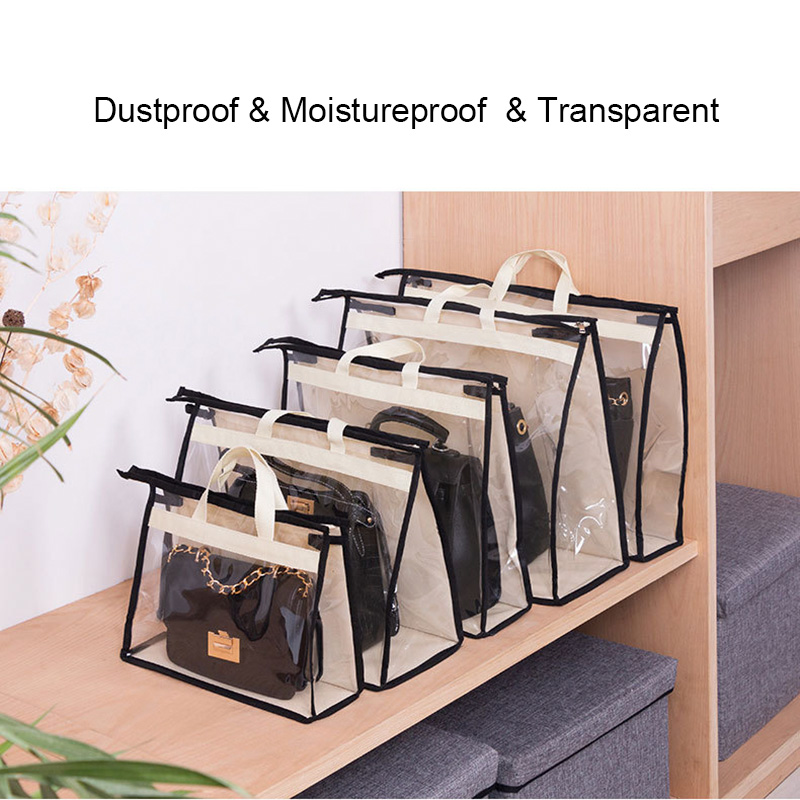 Women Clear Handbags PVC Bag Closet Space-Saving Storage Case Organizer Bags Protector Holder with Zipper and Handle