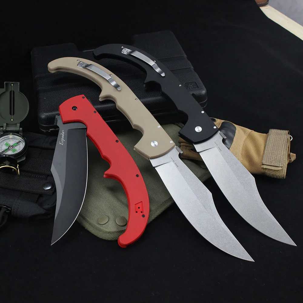 Cold professional hunting knife 8Cr13MoV steel blade 17.16 inches espada XL EDC military tactical outdoor large folding knife X241107