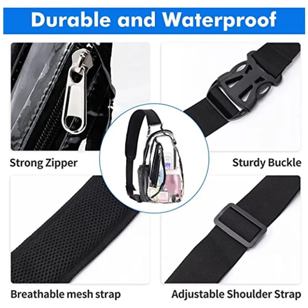 Transparent PVC hanging bag transparent sports field shoulder cross backpack for men 241106
