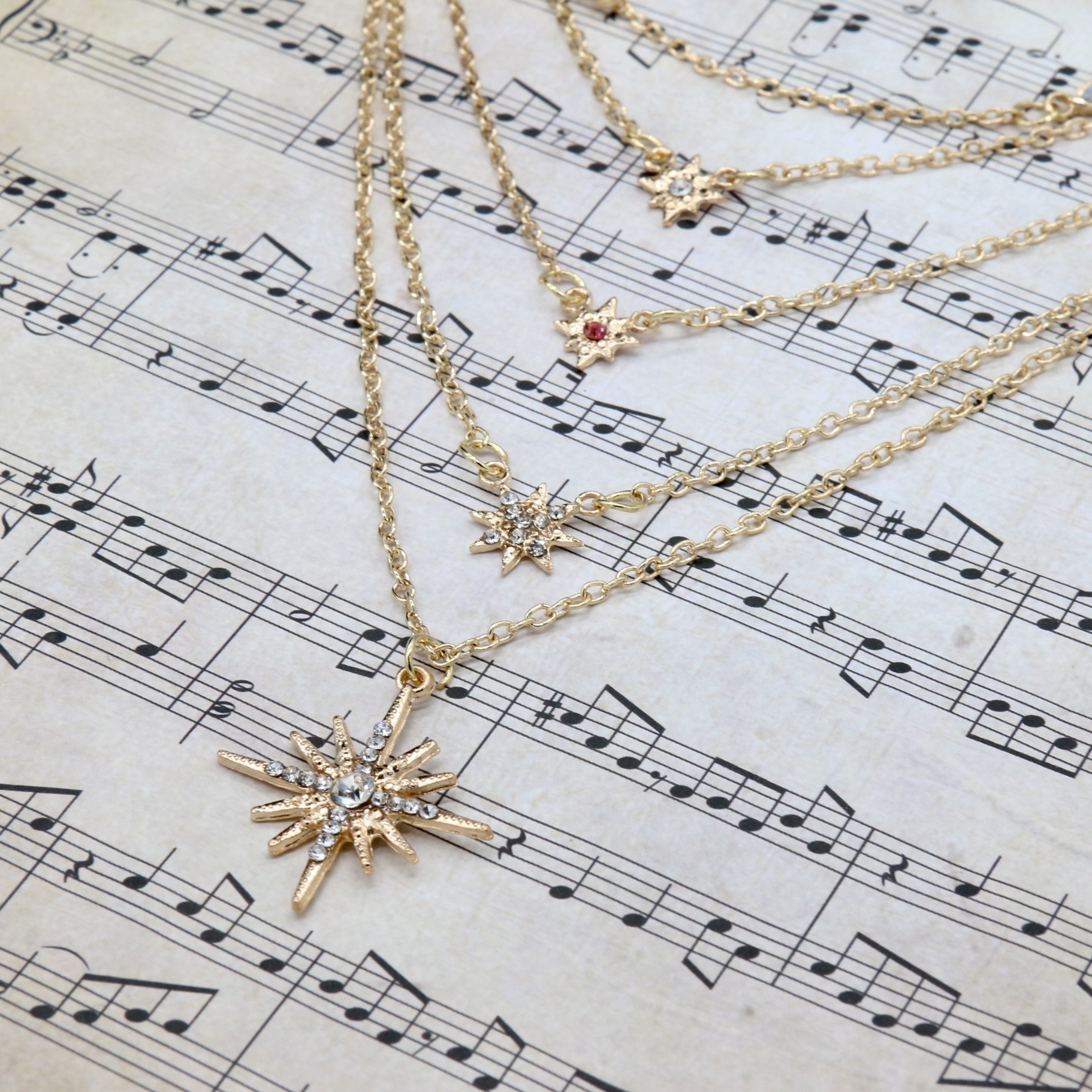 Cross Border Temperament Simple Star Snowflake Necklace European and American Fashion High-end Sense Niche Light Luxury Pendant Collarbone Chain for W