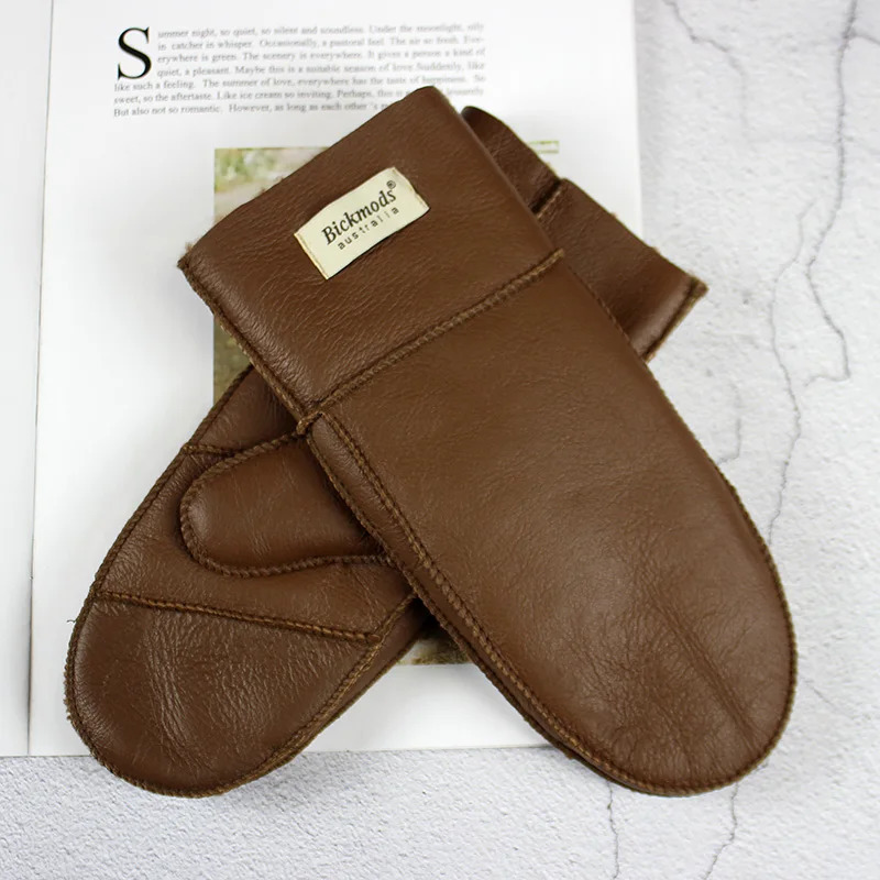 Sheepskin gloves womens fur color winter warmth thick outdoor boys and students windproof gloves 241106
