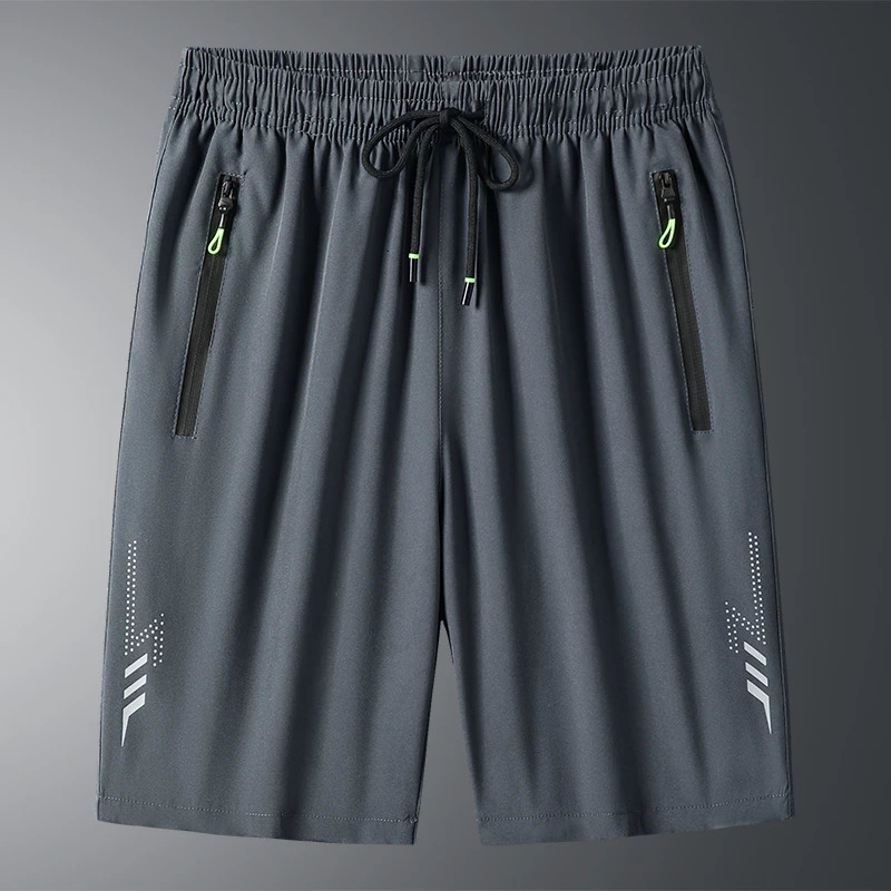 Summer Cool Ice Silk Mens Large Size Shorts Straight 5Point Pants Sports Baggy Beach Bermuda Casual M8Xl 240407